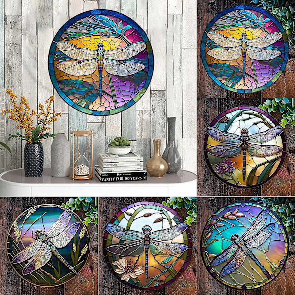Ny ankomst Dekorativ väggkonst 3D Färgglad trollslända Akryl Modern Boho Hängande dekoration - Realistisk mönsterdesign