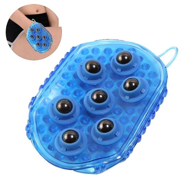 Palm Shaped Massage Glove Massage Bath Brush With 7 Metal Roller Ball