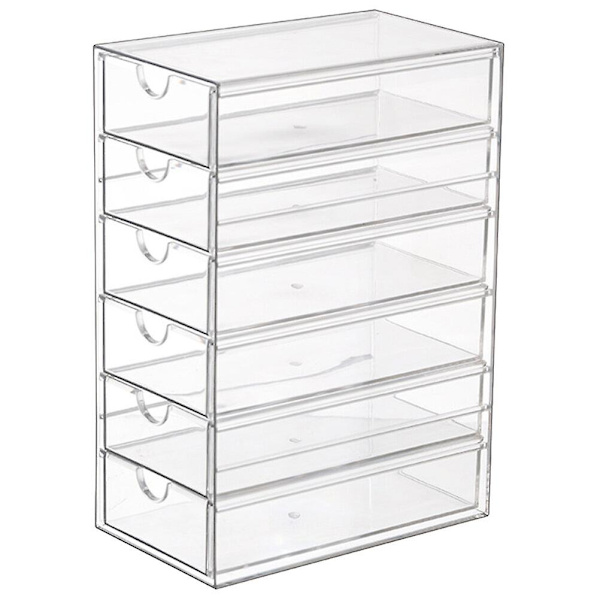 Skrivebords skuffe opbevaringsboks multi-lag transparent opbevaringsboks multifunktionel smykke opbevaringsstativ (25X17.5X10.4CM, transparent)