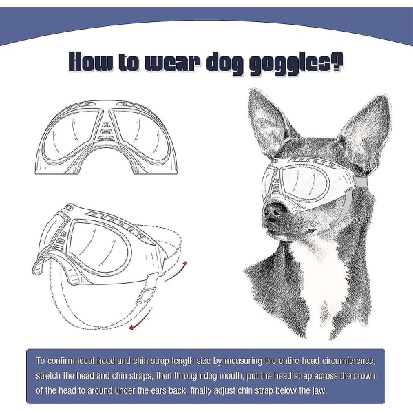 Justerbara hundglasögon Ögonskydd Hundsolglasögon Anti-uv-glasögon Vindtäta valpglasögon KwB