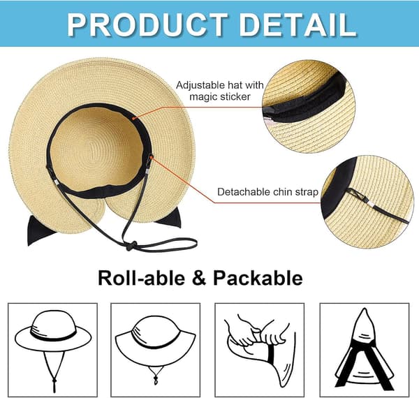 Solhatter for kvinner UPF 50+ Kvinners lette sammenleggbare/pakkelige strand solhatt