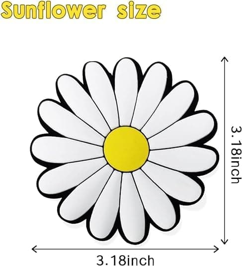 3-pack daisy-tema PVC-gummiväskor med dekorativa hängen