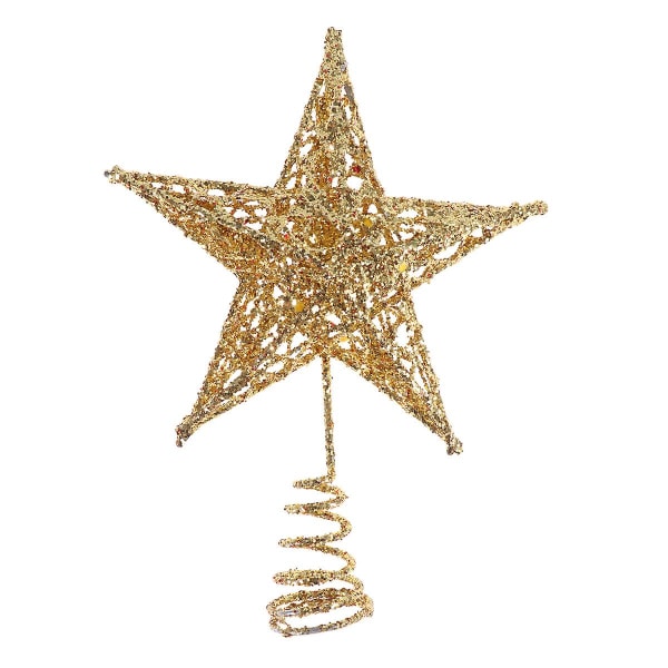 15cm Stjerne Topp 5 Spiss Glitter Topp Glitrende Juletre Ornament for Hjemmefest (Gull) (12cm, Gull)