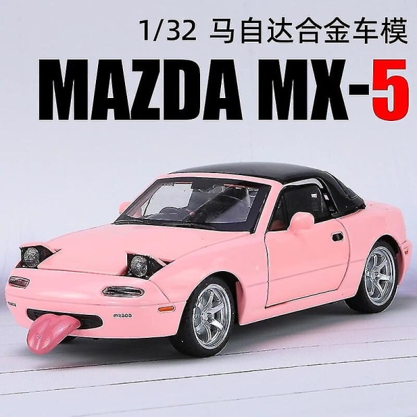 1:32 Mazda Mx5 Mx-5 Superbil Lekebil i Støpt Metall Med Lyd og Lys, Pull Back, Barnelek, Samleobjekt, Bursdagsgave (Hvit)