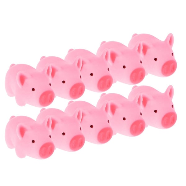 12-delt gummi lyd baby badelegetøj vand pink gris legetøj baby bade dukke (gris) (5.50X3.50X3.50CM, pink)