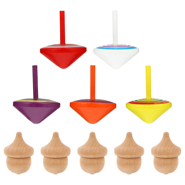 10-pack roliga toppar Leksaker Toddler i trä (slumpmässiga färger) (5X3,5X3,5 cm, slumpmässiga färger)