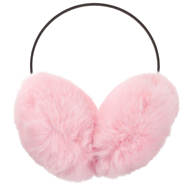 Women's winter earmuffs, artificial fur warm earmuffs, plush ear warm outdoor earmuffs (14X14X5CM, pink)