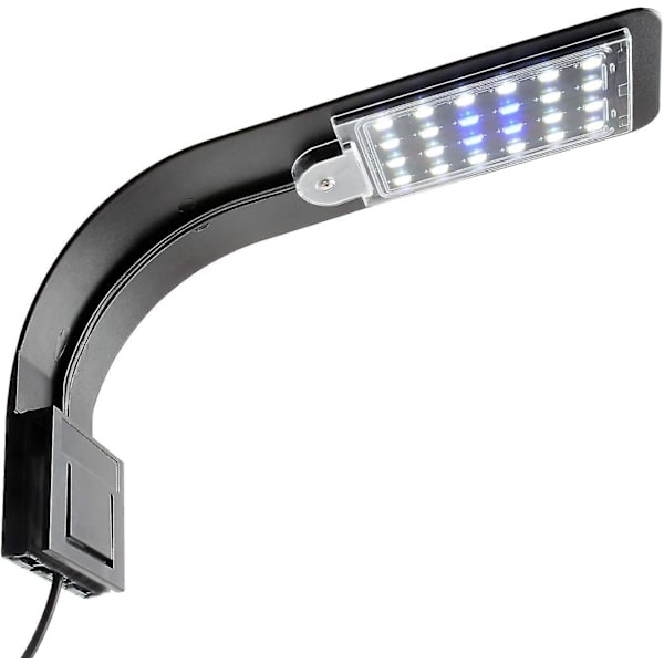 Sort Skal Led Akvarielys Lampe Klip, Ultra-tynd Akvarielampe Med Lys, 24 Led Akvarielys Hvid Og Blåt Lys