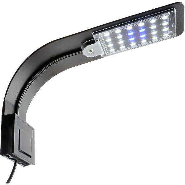 Svart skall LED akvarielyslampe klips, ultratynn akvarielampe med lys, 24 LED akvarielys hvitt lys