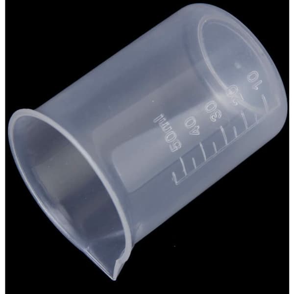 10 st 50 ml klara plastlaboratoriemätkoppar