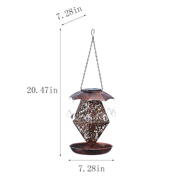 Järnsolcellsmatare för fåglar, marklampa, paraply, dropp-dropp, trädgård, innergård, utomhusdekorationer, innergårdssoda (brun)