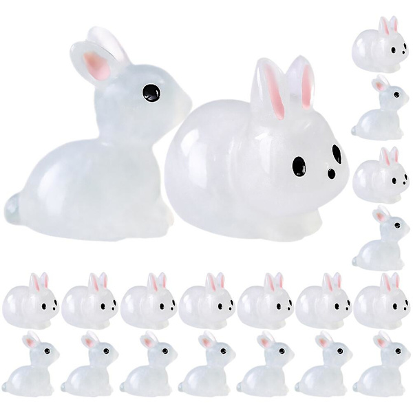 20 Pääsiäispupunen Piirretty Mikro Maisema Kanin Hartsi DIY Valoisa Mini Kanin Koriste (2.3X2.2CM, Valkoinen)