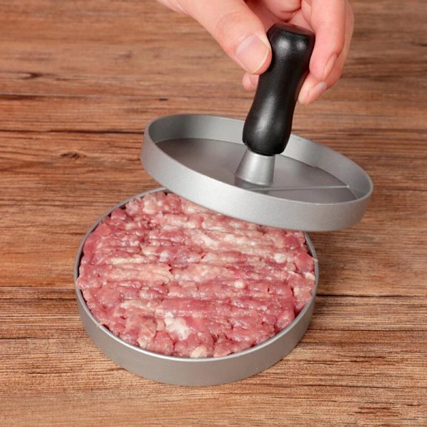 1 set högkvalitativ rund hamburgerform i aluminiumlegering hamburger köttbiff BBQ burger köttpress kök matform