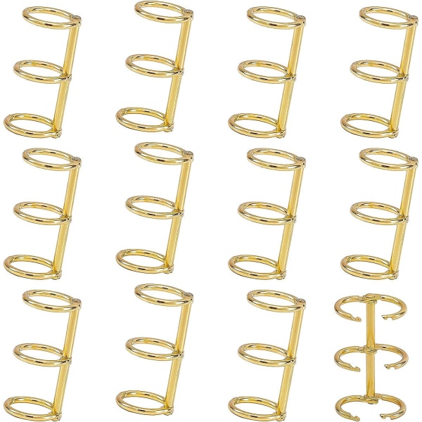 12 x 3-rings ringbind, gæstebogsring, metal løsbladring, hængslet ring til notesbog og album