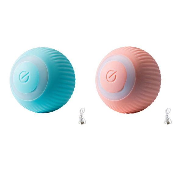 Intelligent Interaktiv Katt Leksak Boll Med LED Ljus, Automatisk Rullande Boll (Rosa)