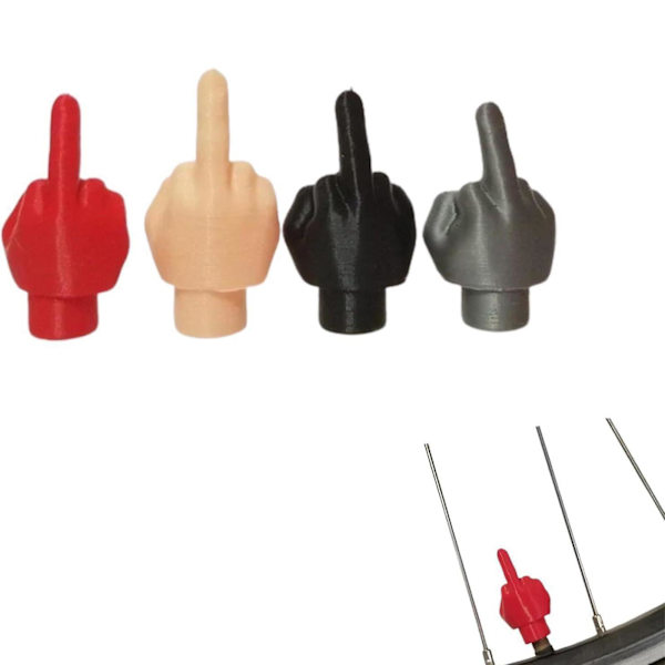 100% Ny 4 Mellanfinger Ventilstammlock Rolig Prank Däcklock för Bil Cykel（Blandad färg）