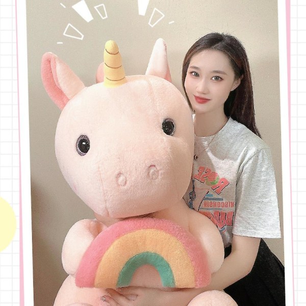 Mjukis Unicorn Plyschdjur Söt Plysch Flicka Present med Regnbågsfärgad Päls Glänsande Vingar Söt Småbarnsrum Dekor Födelsedag Alla Hjärtans Dag Present