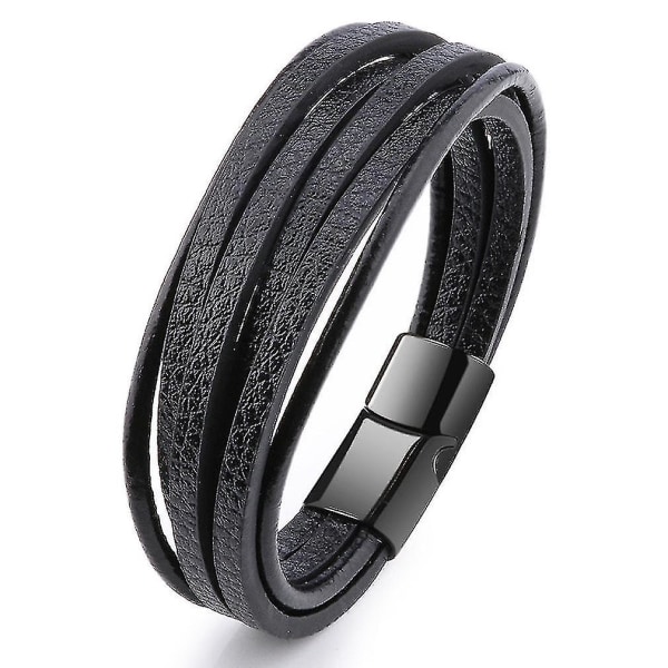 Customizable Woven Figured Leather Bracelet With Magnetic Buckle