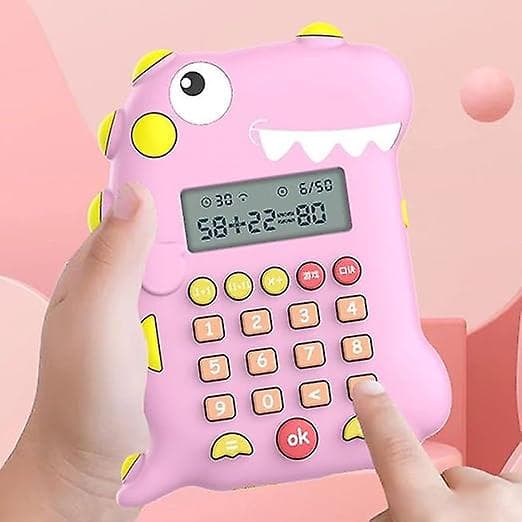 Barnekalkulator, Rosa Dinosaur Shape Kalkulator, Matematikkspill Smart Learning Kalkulator, Kontorkalkulator