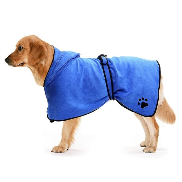 Hunde badekåpe håndkle med justerbar stropphette, Xl, blå