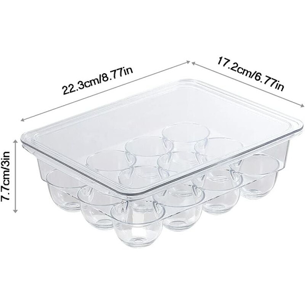 Ägglåda kylskåp, kylskåpshållare för ägg, ägglåda för kylskåp, för förvaring av ägg i kylskåpets förvaringsrum (transparent)