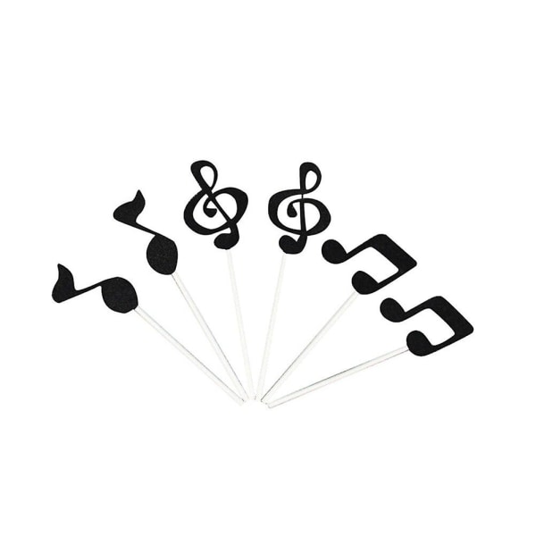 6 pakke med musikalske symbolnoter Cupcake Toppers for dessertbursdagsfestdekorasjoner (svart) (størrelse 1, svart)