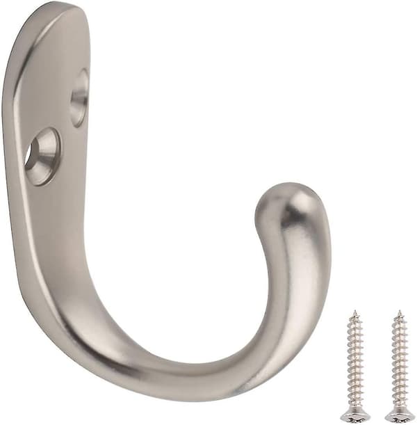 Klädkrok, Satin Nickel, silverfärgad, 5-pack