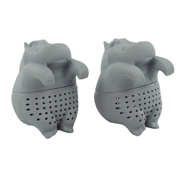 Hippo silikone tebrygger te løs te si te sil te diffuser køkkenredskab gadget (grå)