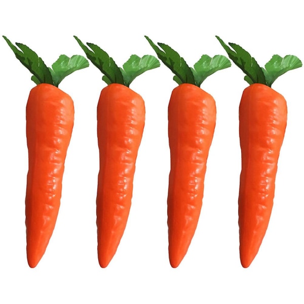 4-pack of mini carrot ornaments, simulated carrot decoration, fake carrot model (15X4.5X4.5CM, as shown in the picture)