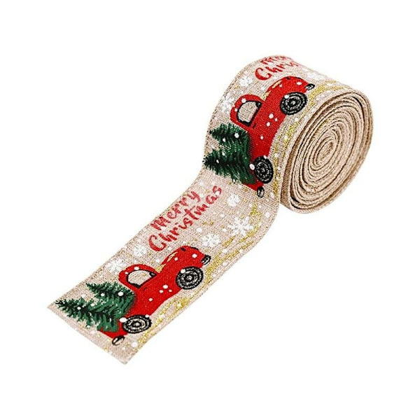 Klassisk julbanderoll Julgranband Girlang Båge DIY Tyg Virvelband Juteband med trådkantad present (Tawny 5M)