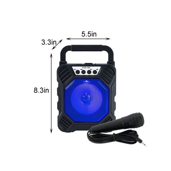 Ny Bluetooth högtalare med mikrofon utomhus Bluetooth -subwoofer-högtalare Cool RGB-ljuseffekt trådlös Bluetooth högtalare（Blå）