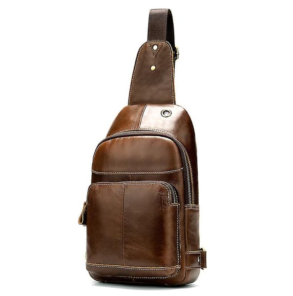 Herrmode casual resväska utomhus bröstväska（Maroon）