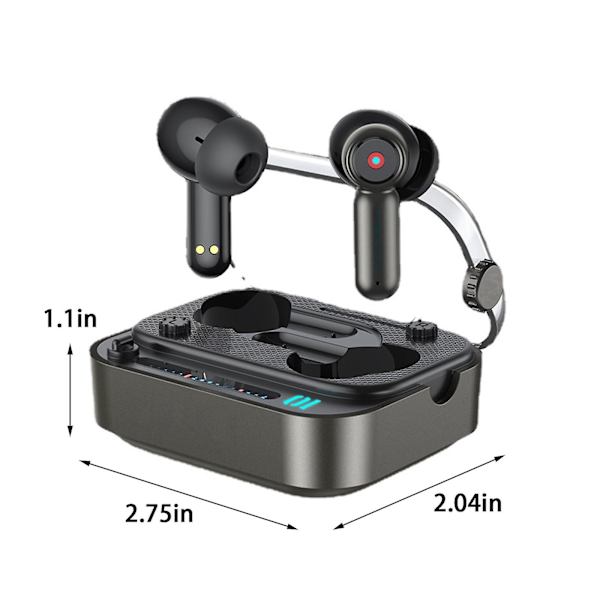 Bluetooth 5.3 Trådlösa Hörlurar Transparent Cabin Gaming In-Ear Bluetooth Hörlurar（Svart）