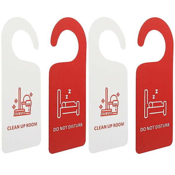 4-pack hotellstädning rumsskylt stör ej skylt dubbelsidig dörrhängande skylt (21,5X8,5CM, flerfärgad)