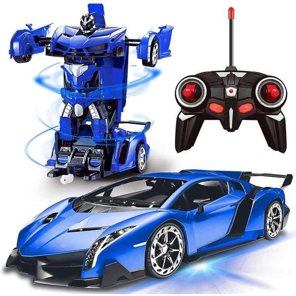 Fjärrkontroll Transform Car Robot Toy Med Ljus Deformation RC Bil 2.4ghz 1:18 Uppladdningsbar 360Rotation Stunt Race Car Leksaker För Barn Pojkar Flickor Ålder 8 9 10 11 År X-mas Semesterleksakspresenter