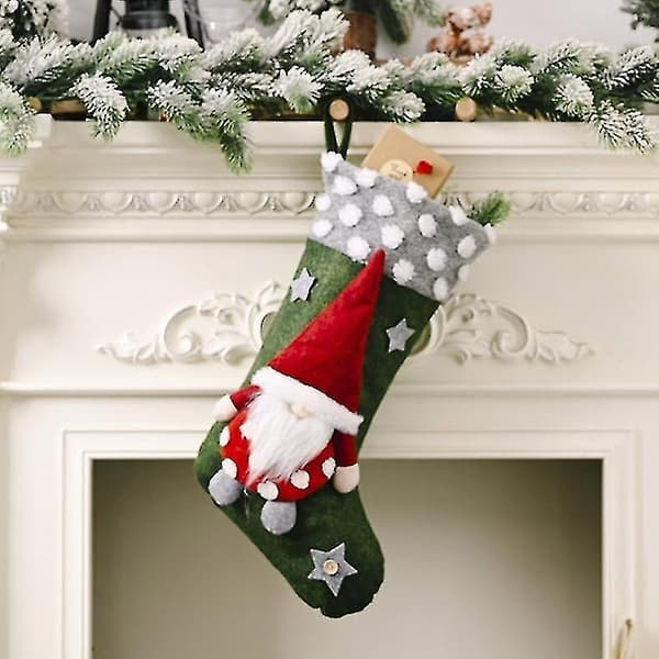 Jultomte Strumpa Hängande Prydnad Presentförpackning Dekor(grön)(1st)
