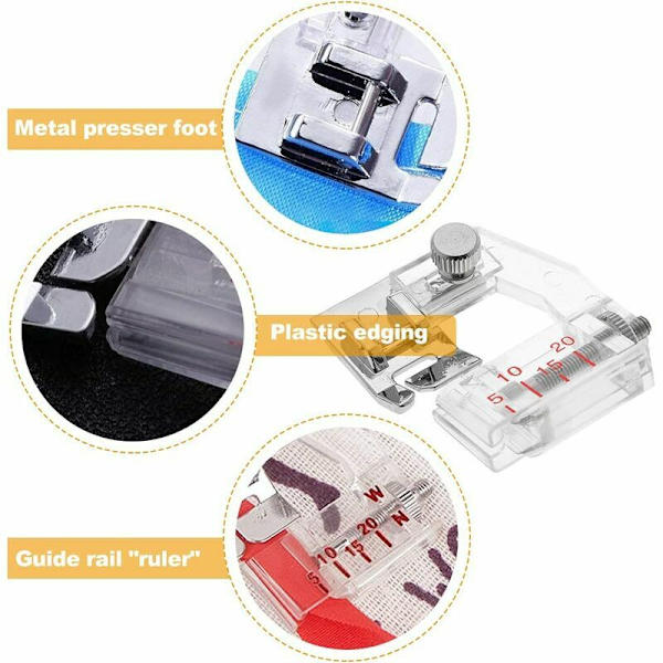 Metall och plast snedställd pressarfot justerbar 5-20mm Generisk overlock pressarfot Heavy Duty Hållbar pressarfot för symaskin