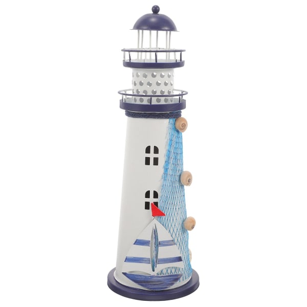 Lighthouse Light Decoration Lighthouse Statue Middelhavsdekoration Nautisk skrivebordstilbehør (28.50X9.50X9.50CM, som vist på billedet)