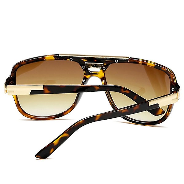 Brändin suunnittelu Miesten aurinkolasit Vintage Miesten neliömäiset aurinkolasit Luxury Gradient Aurinkolasit Uv400 Sävyt Hombre Cc（02 Leopard-Tea）