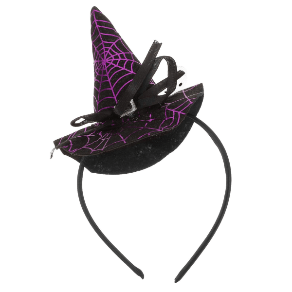 Hekse spids hat Pandebånd Halloween Pandebånd Dekoration Ydeevne Heksepandebånd Lilla Spider Web spidst hårbånd (han, lilla)