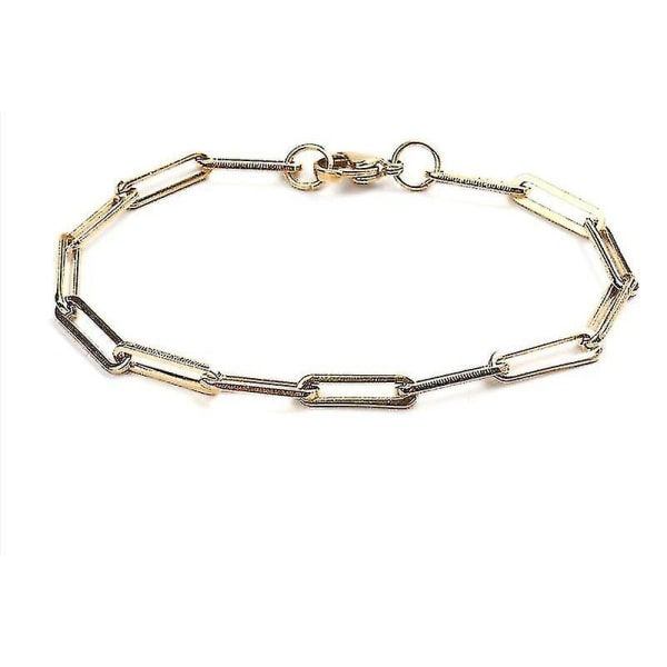 Rostfritt stål länkkabelkedja armband, ovala smycken, män（guld-4mm）