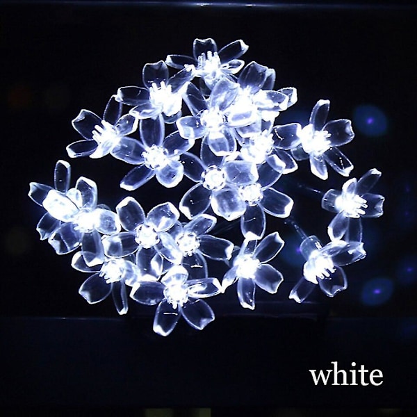 Julelys Solar LED-lyssnor med ferskenblomster, 9 m, 5 m, vanntett utendørs festonglyssnor, dekorasjonslys for hage (9 m, varm hvit)