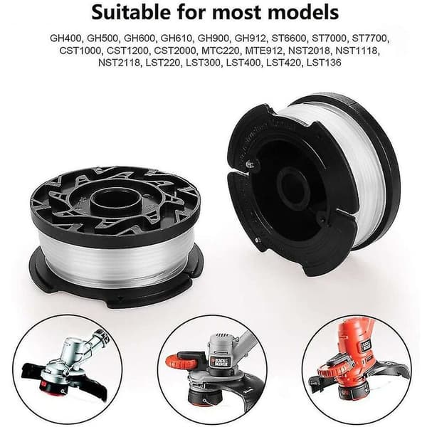 6-pack linspolar kompatibla med 2 lock kompatibla med Black Decker grästrimmerutbytesdelar.