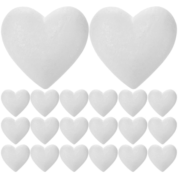 20 skumballer kunsthåndverk skum hjerteformet modell DIY bryllup Valentinsdag dekorasjoner (5.00X5.00X4.00CM, hvit)