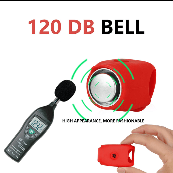 Silikon sykkelklokke 120 dB elektrisk sykkelstyre Bell Loud Håndtak Ring (Co1, rød)