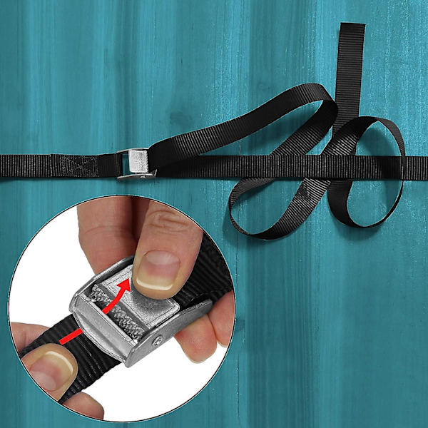 4 stycken 2,5 cm x 2 m kloremmar spännband fixering rem - Svart - Maximal belastning 250 kg