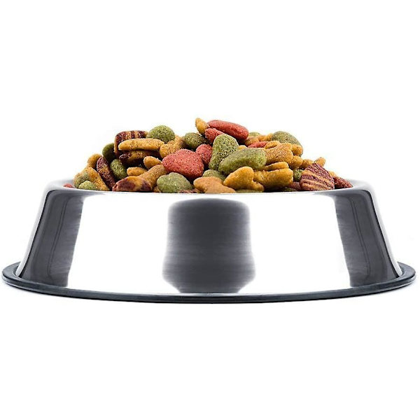 2 stk. rustfrit stålskåle til hunde med gummibase til hunde 18 cm