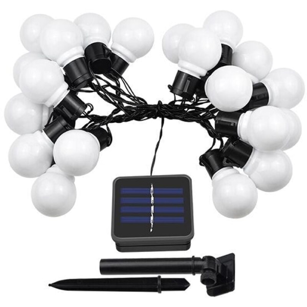 Soldrivna LED-slingor - Vattentät uteplatsbelysning - Slitstarka ljusslingor för utomhusbruk, veranda Milky White 4,8 meter 20 lampor