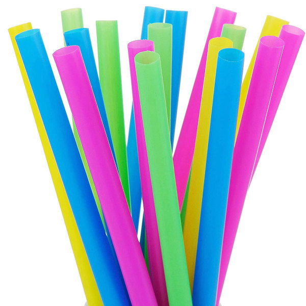 Sugerør Fleksibel Bendy Plastic Fødselsdagsfest Drink Bryllup Neon Halmfarvet