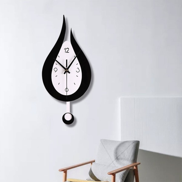 Modern väggklocka med vattendroppdesign, kreativ pendelklocka i akryl (silver)